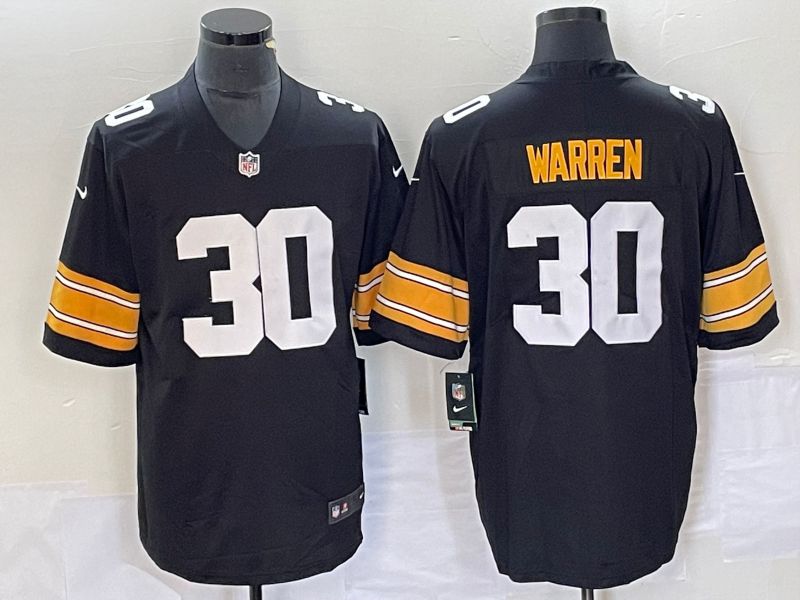 Men Pittsburgh Steelers 30 Warren Black 2023 Nike Vapor Limited NFL Jersey